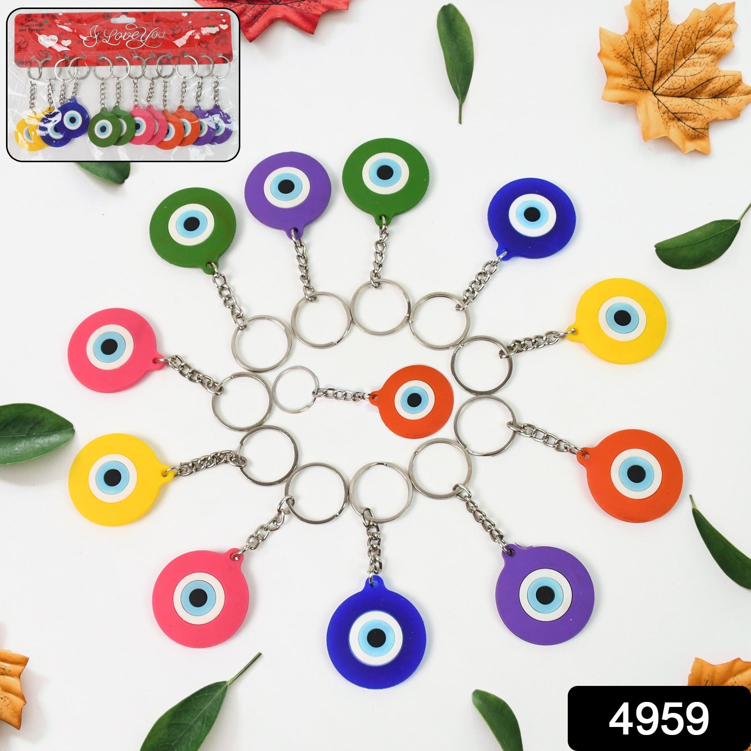 Evil Eye Rubber  Silicone Keychain (12 Pcs Set  Mix Color) Evil Eye Rubber  Silicone Keychain (12 Pcs Set  Mix Color)